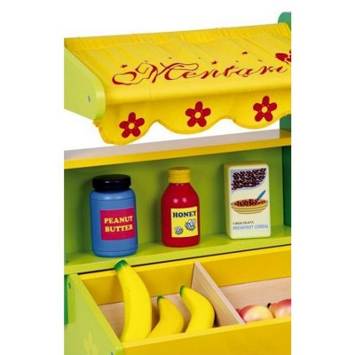 Boutique épicerie en bois coloré pour jeux de la marchande - 15 articles en bois inclus  Noname    677390